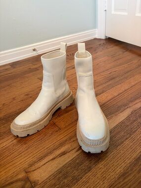 Mango Ivory Lug Sole Chelsea Boots